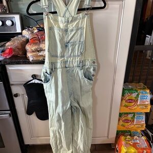 We The Free Light Mint Green Denim Overalls Jumpsuit